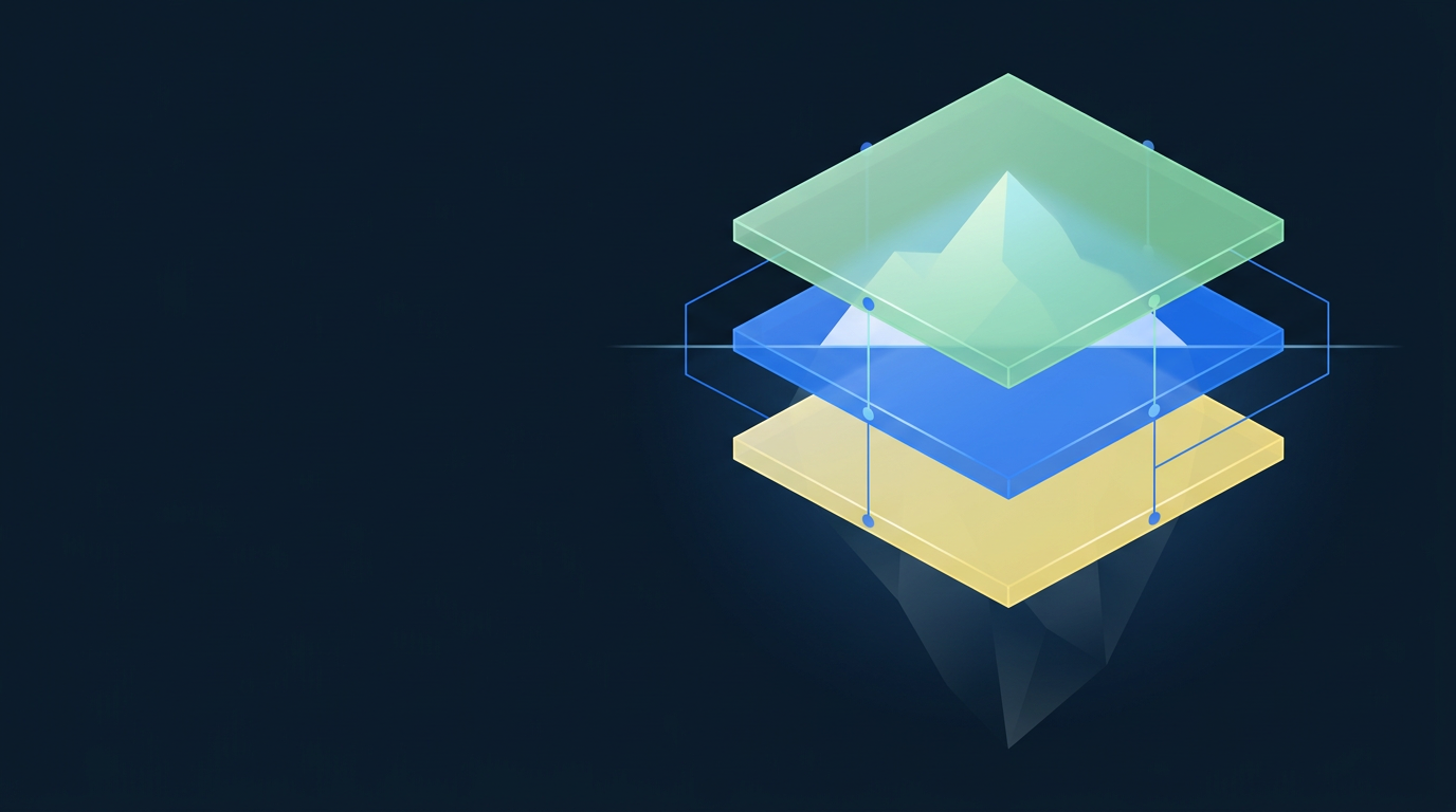 Three stacked layers representing infrastructure, platform and application layers of an orchestrated AI architecture